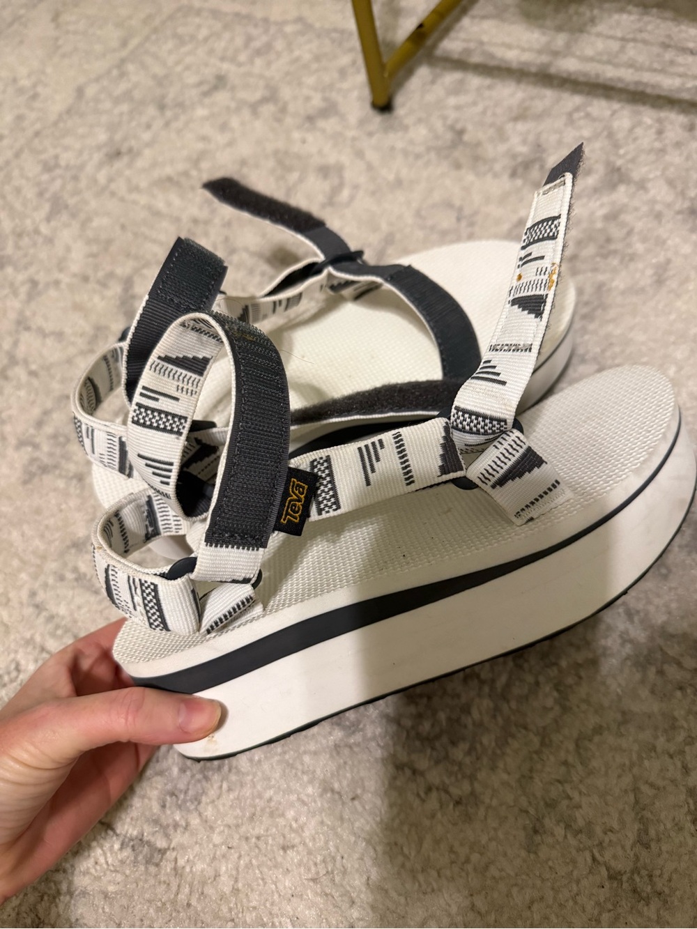 Teva Women’s White and Black Patterned Platform Sandals